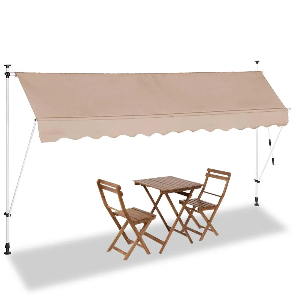 Tenda Sole Balcone Estensibile Parasole Avvolgibile Esterno con Gambe 350cm Beig