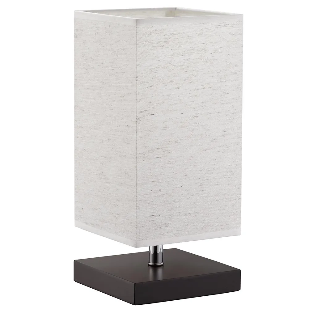 Lampada da Tavolo Lume da Comodino in Legno e Tessuto Grigio Abatjour 32x14cm