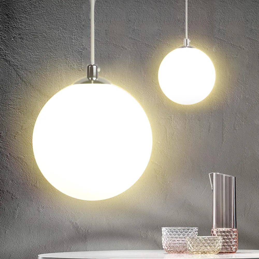 Lampadario Lampada Sospensione Sfera 50cm Design Moderno Paralume Vetro E27