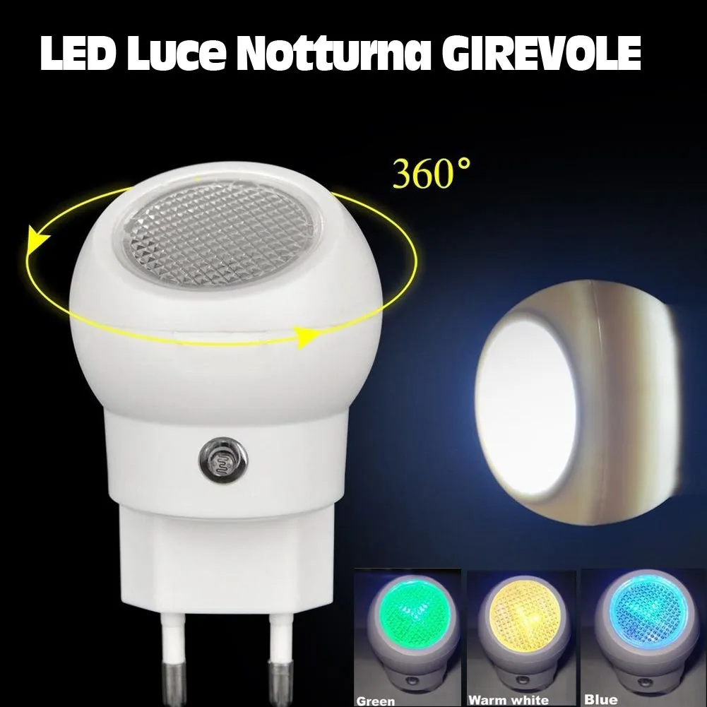 Luce Notturna LED Lampada Lumino Notte per Bambini Girevole 360 Crepuscolare