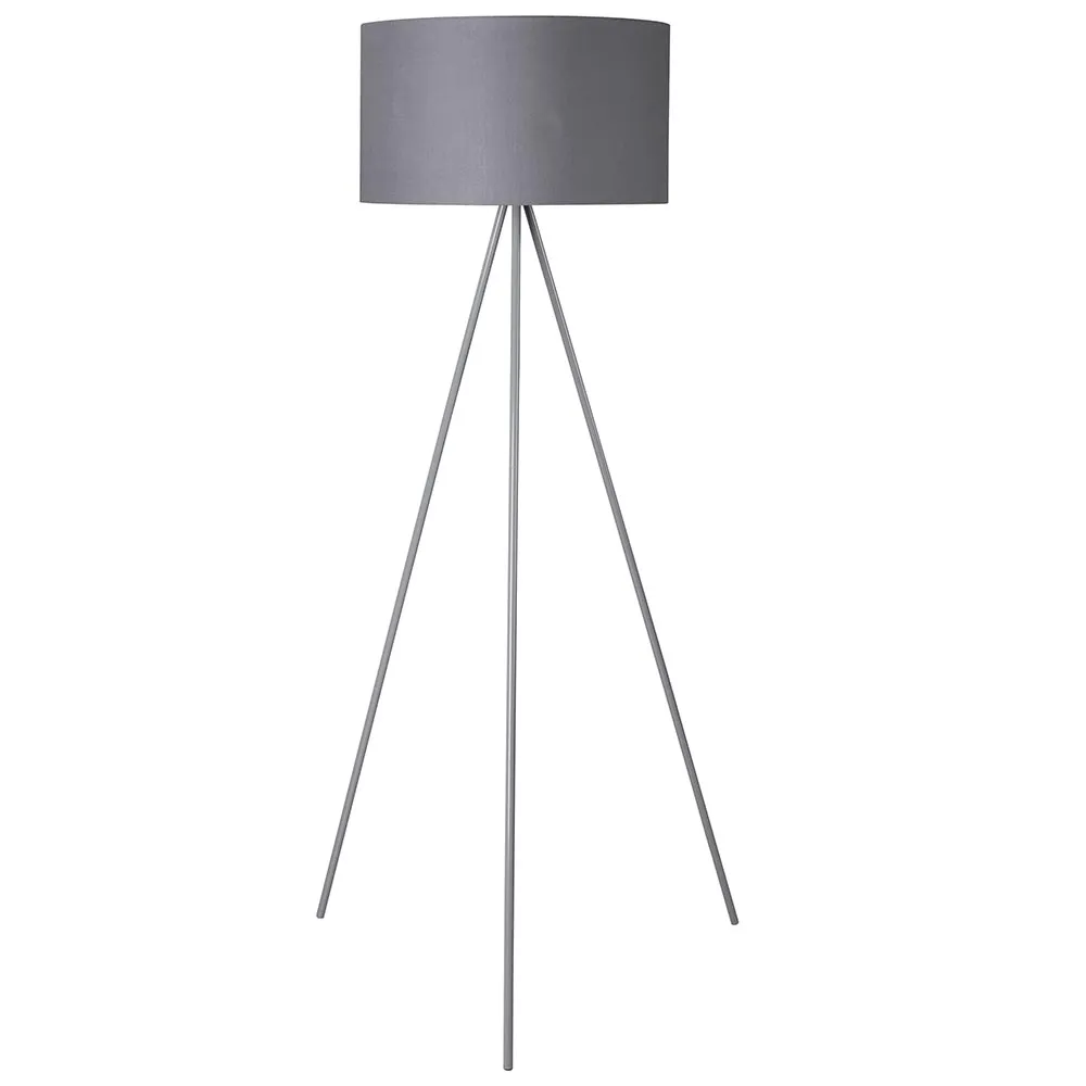 Lampada Piantana Treppiedi Dimmerabile Moderna Paralume E27 60W Tessuto Grigio