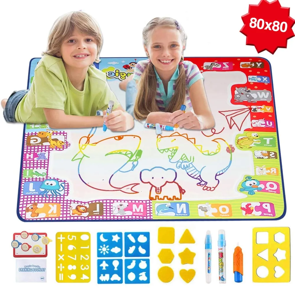 Tappeto Magico Lavagna Gioco Bambini con Pennarelli Acqua Formine Timbri 80x80