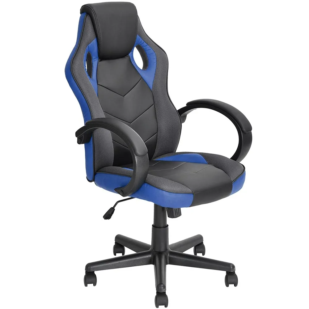 Sedia Gaming Poltrona da Ufficio Direzionale Ruote Girevoli Sportiva Racer Blu