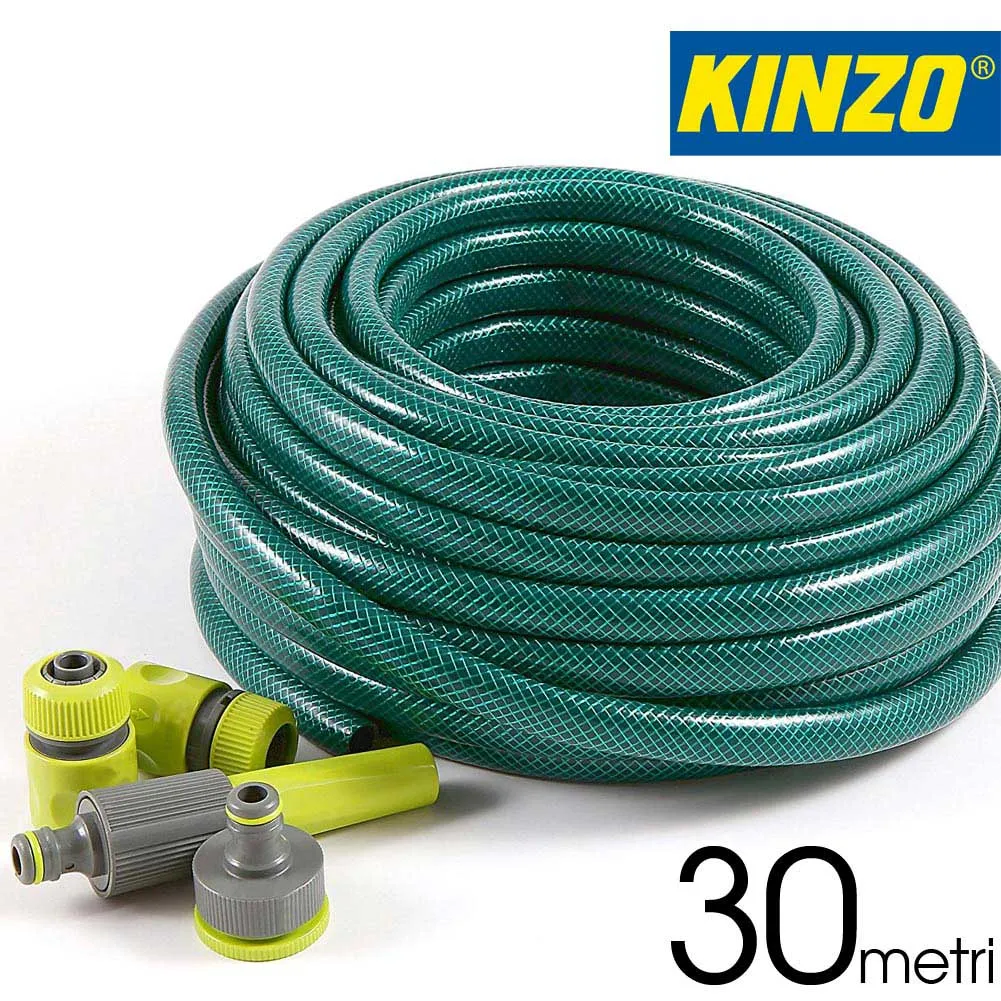 Tubo Da Giardino 30 Mt in Pvc Irrigazione e Giardinaggio Con Connettori Kinzo