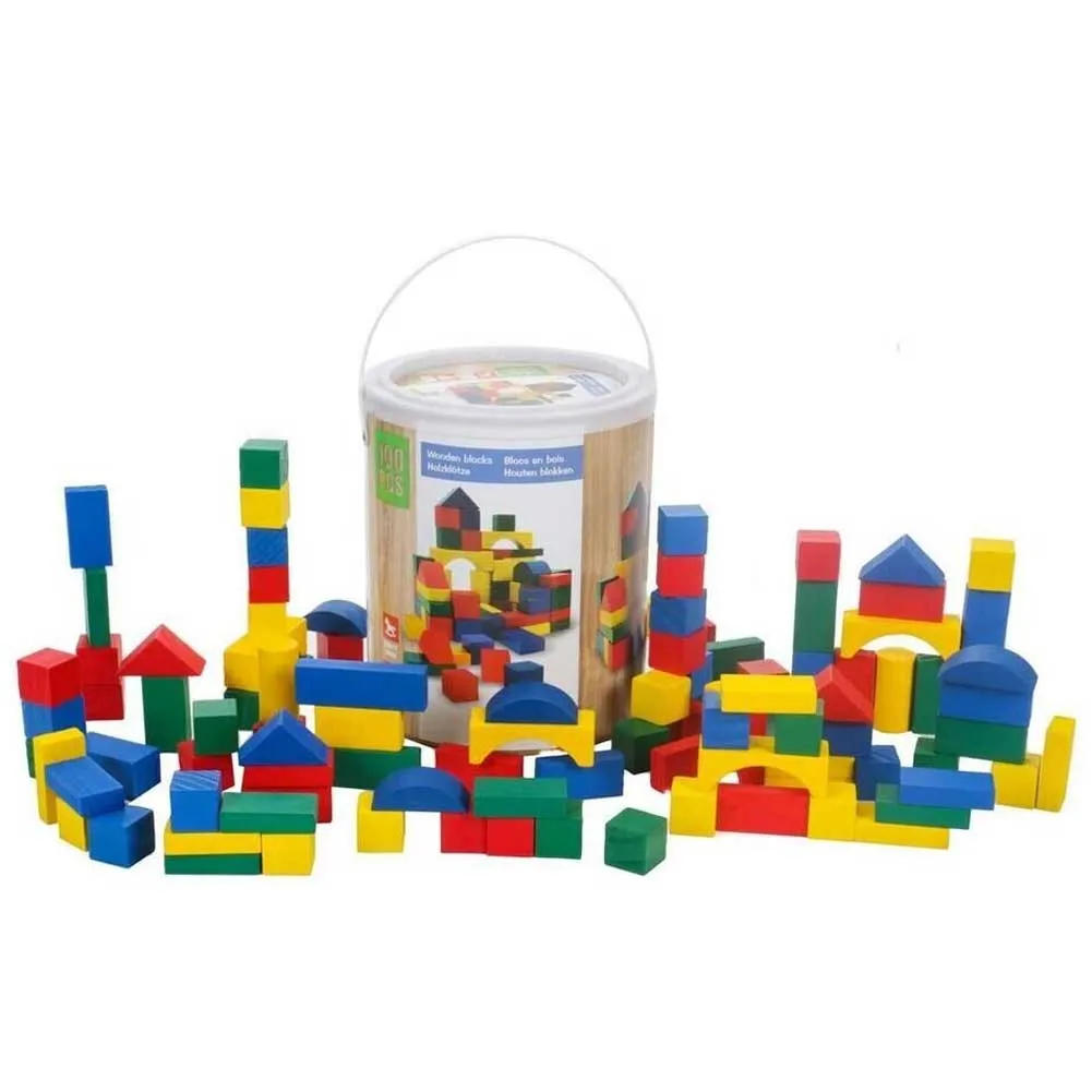 Playset Costruzioni in Legno 100 Mattoncini Giocattolo Bambini Gioco Educativo