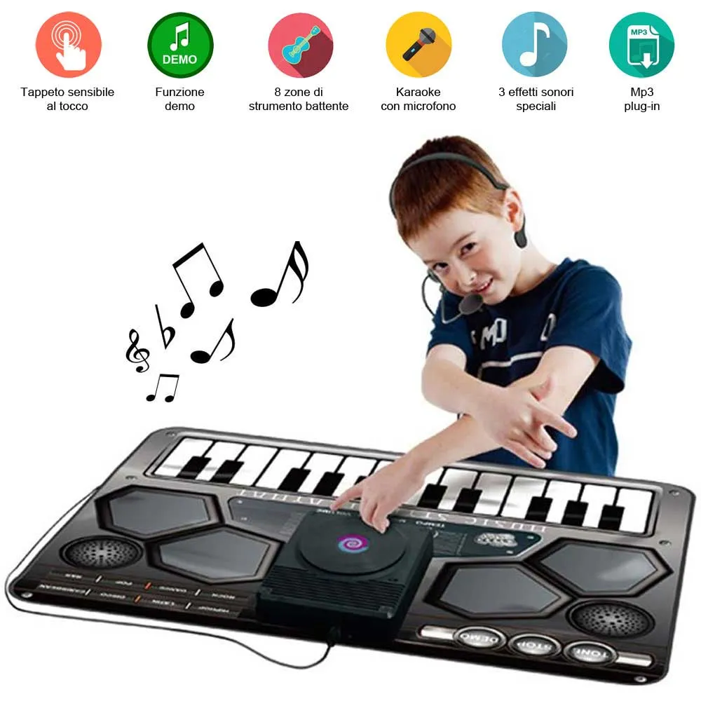 Tappeto Musicale Dj Music Style Da Tavolo Karaoke Con Microfono E Registratore