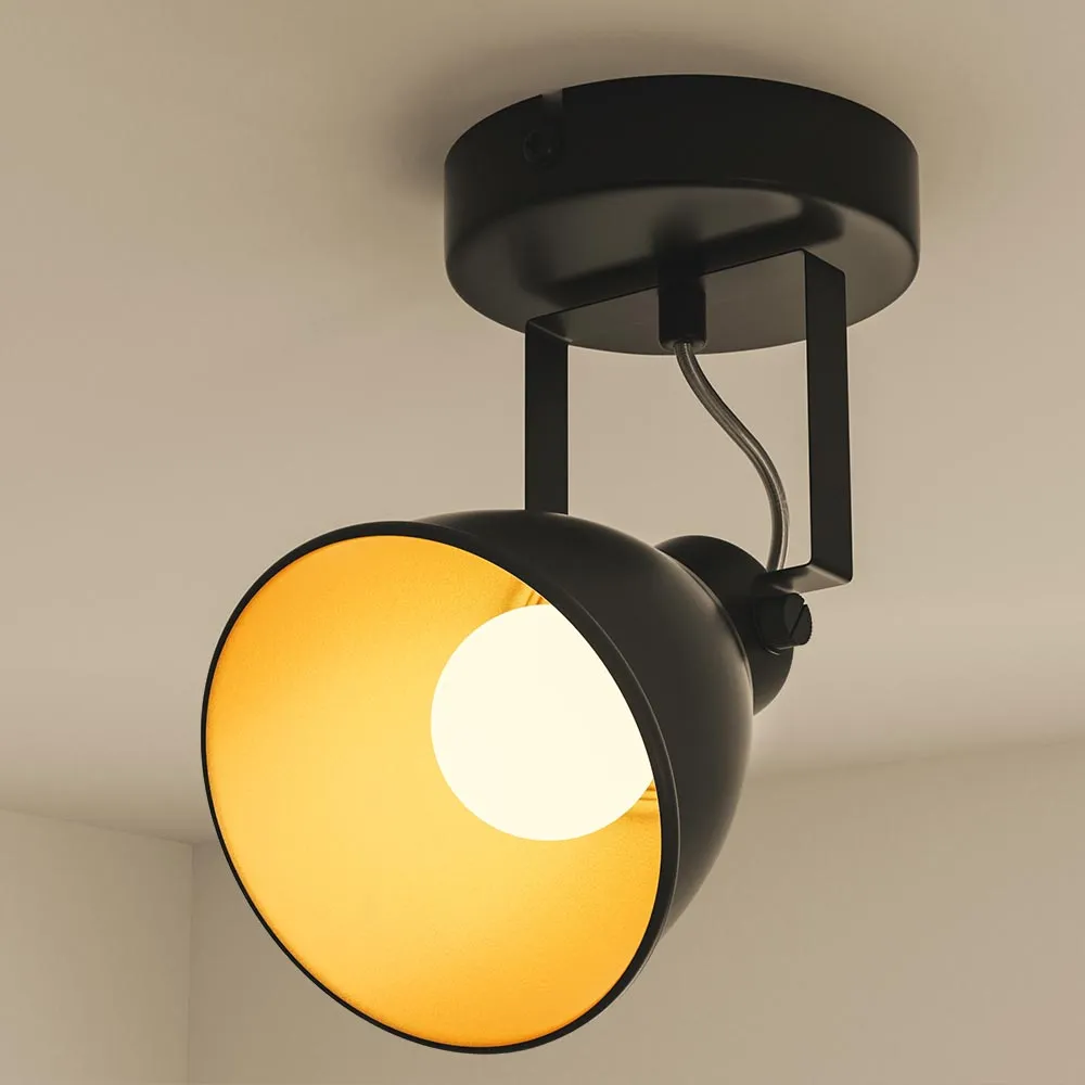 Lampada Applique Parete Faretto Direzionabile Metallo Design Moderno E14 Nero