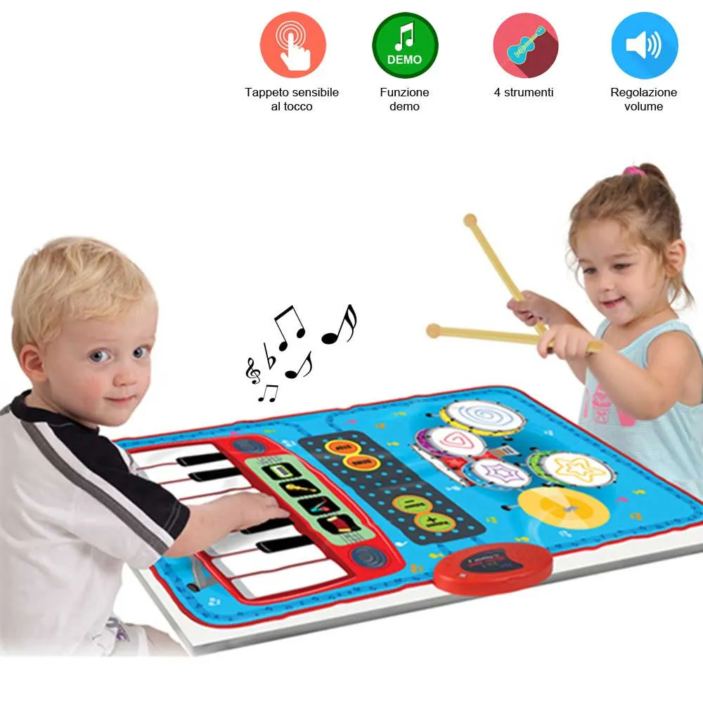 Tappeto Musicale Da Pavimento O Tavolo 70x45cm Music Jam 2in1 Strumenti Musicali