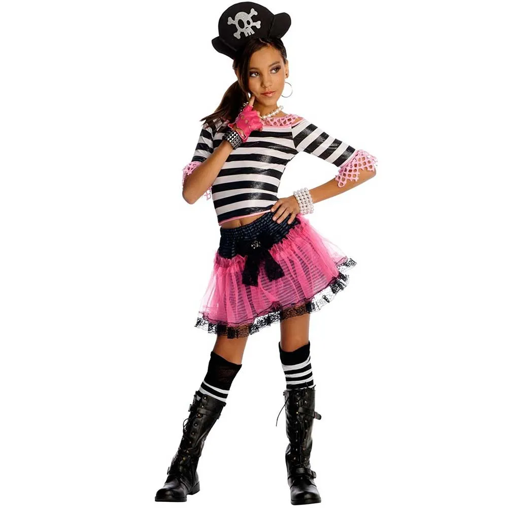 Costume Pirata Gotico Dark Rose per Bambine 6 a 7 anni Taglia S