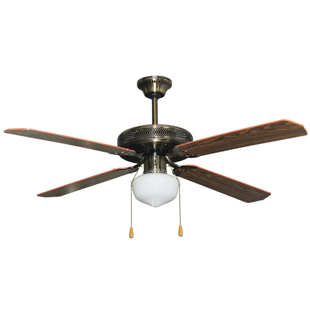 Ventilatore da Soffitto 4 Pale Legno con Lampada Lampadario 130cm 50W Brown