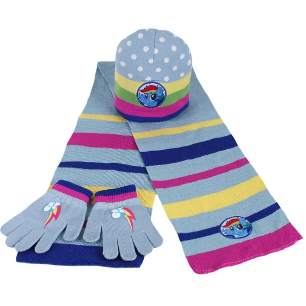 Set Cappello Sciarpa Guanti My Little Pony Bambina Taglia Unica 2-6 Anni Azzurro