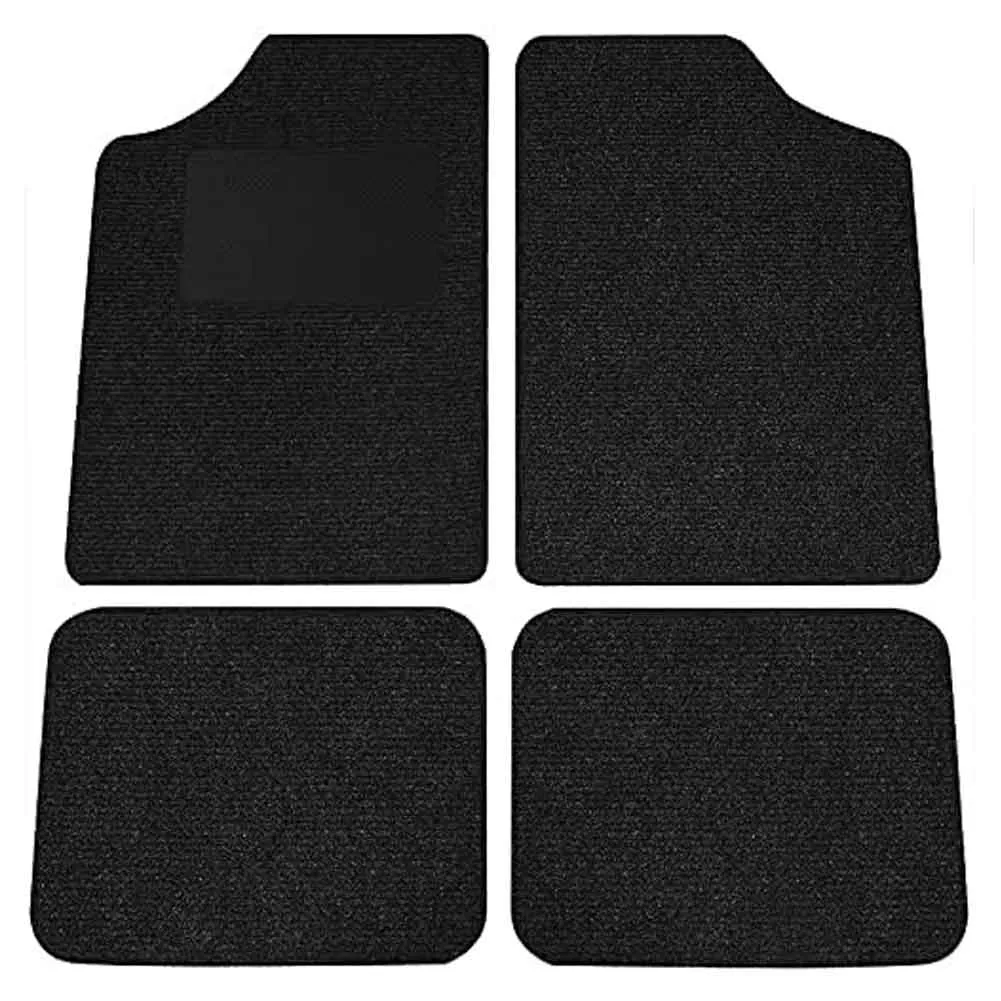 4x Tappeti Auto Tappetini Anteriori Posteriori in Gomma Moquette Universali Nero