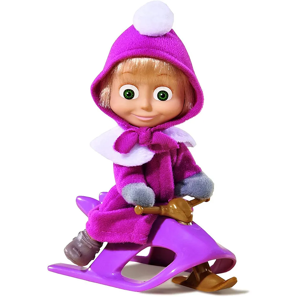 Masha Personaggio Con Slittino Neve Bambola Giocattolo Altezza 12 cm Simba