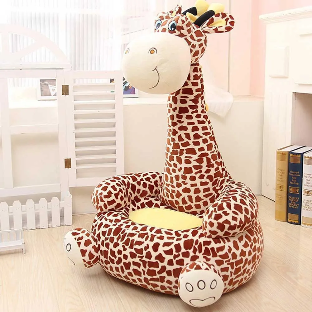 Divano Poltroncina Divanetto Bambini Maxi Peluche Giraffa con seduta Imbottita