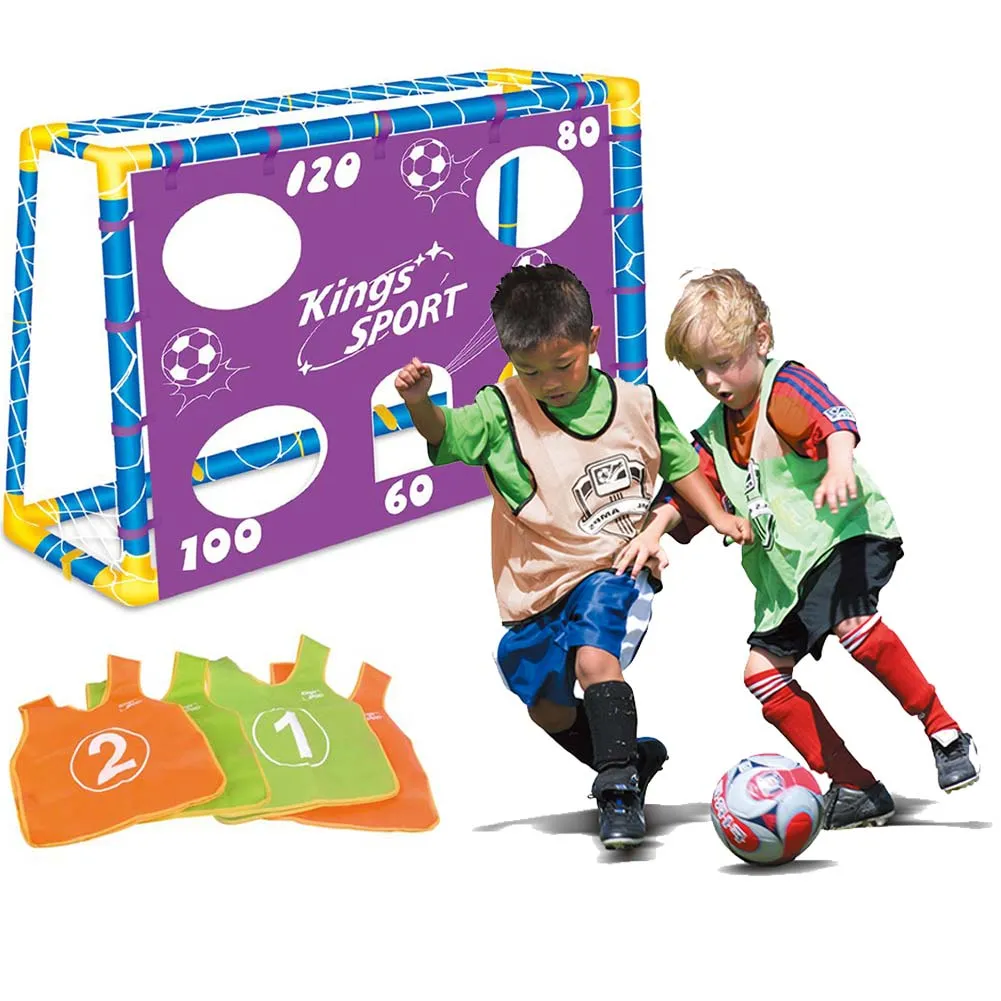 Porta Da Calcio Per Bambini 130 X 100 Cm Con Fori Punteggio 4 Casacche E Pallone