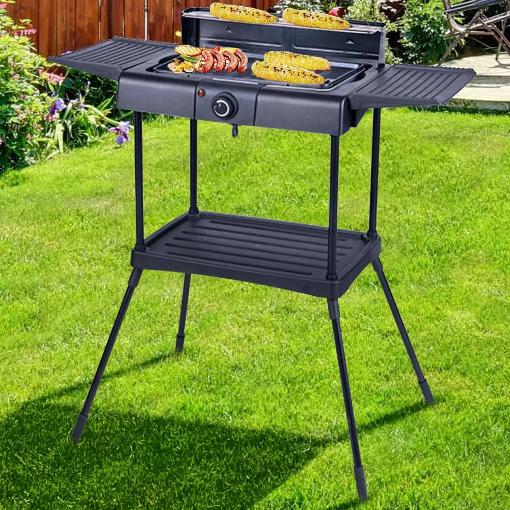 Barbecue Elettrico BBQ Supporto Griglia Bistecchiera + Ripiani Laterali 2000W