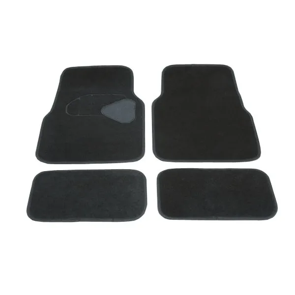 Set 4 Pezzi Tappetini Per Auto Rivestiti Di Moquette E Gomma Antiscivolo Nero