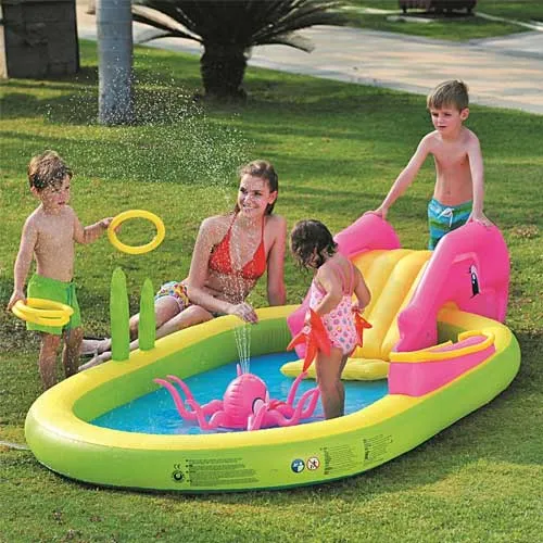 Piscina Gioco Polipo Gonfiabile con Spruzzi d'acqua 298x165x55 cm Jilong Sea