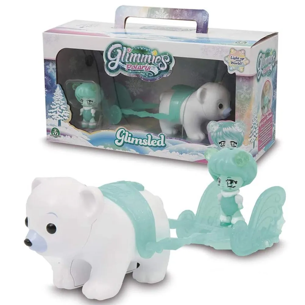 Playset Glimmies Glimsled con 1 Polaris Giocattolo Bambini con Slitta e Orso