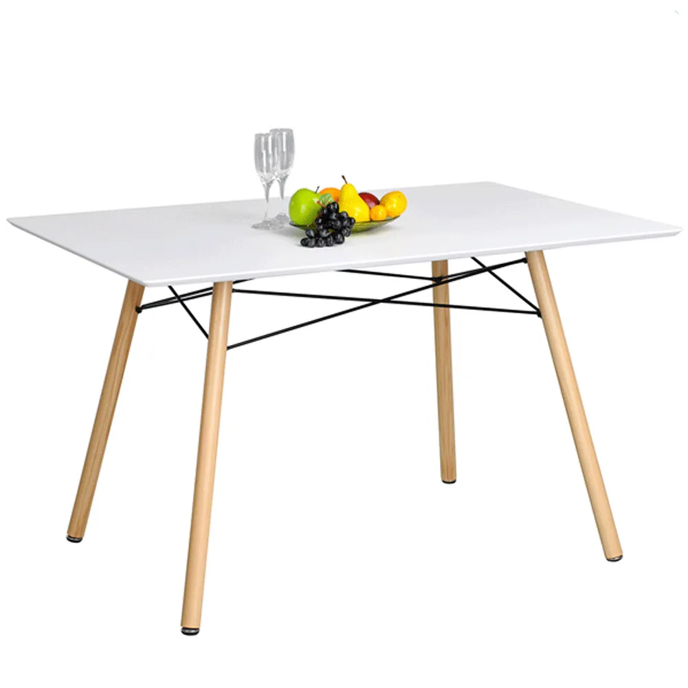 Tavolo Da Pranzo Moderno Rettangolare MDF Con Gambe Ii Legno 120x71x80cm Bianco