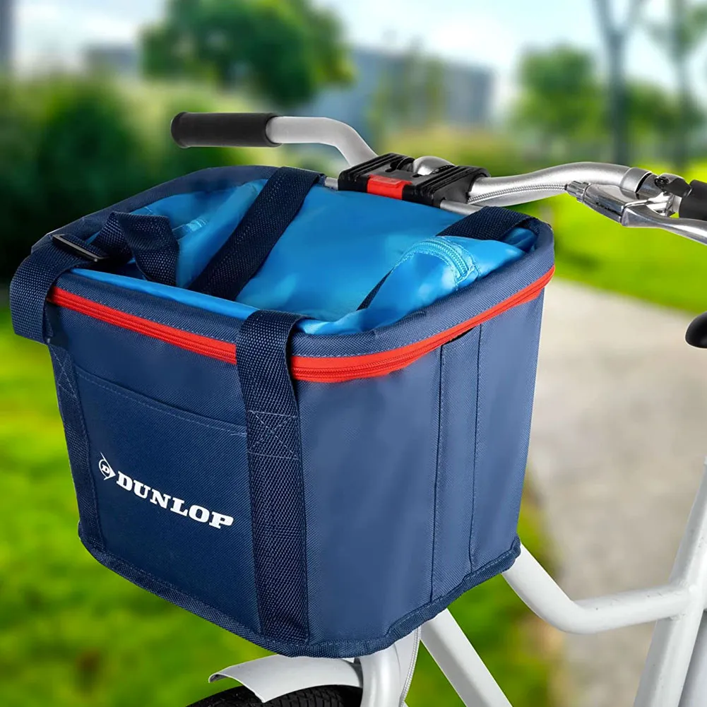 Borsa Cestino Manubrio Bicicletta in Tessuto Cesto Bici con Manici Blu Dunlop