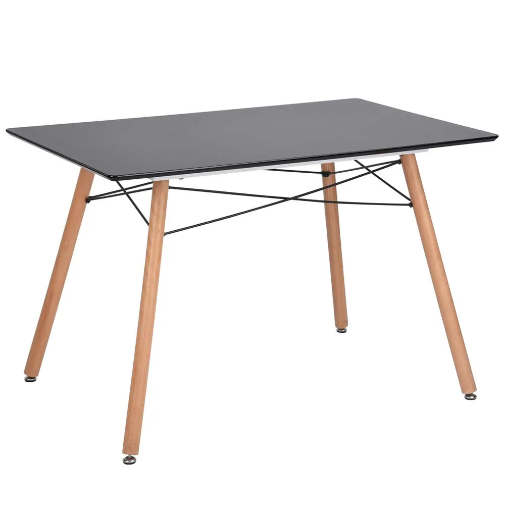 Tavolo Da Pranzo Moderno Rettangolare MDF Con Gambe Ii Legno 110x70x72cm Nero