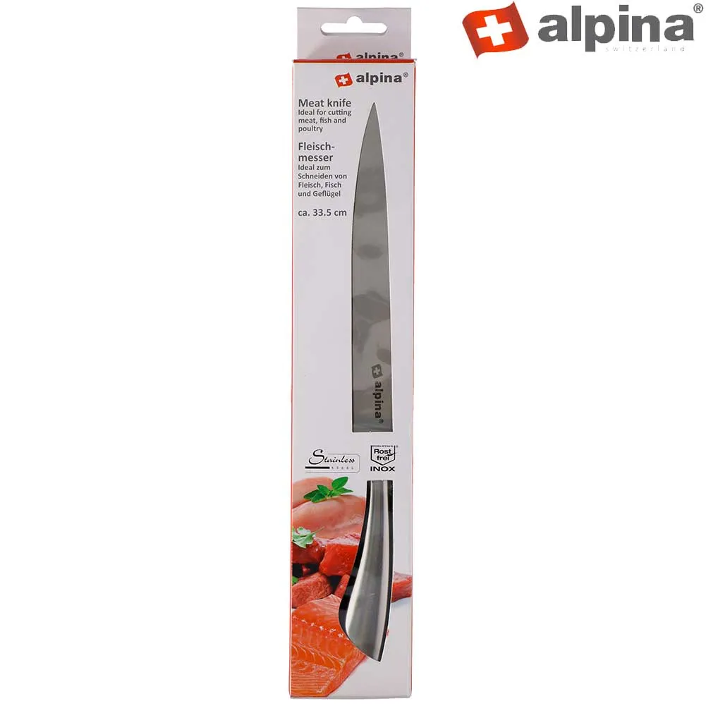 Coltello Per Carne Pesce Pollo 33,5 cm Da Cucina Alpina Acciaio Inox Silver