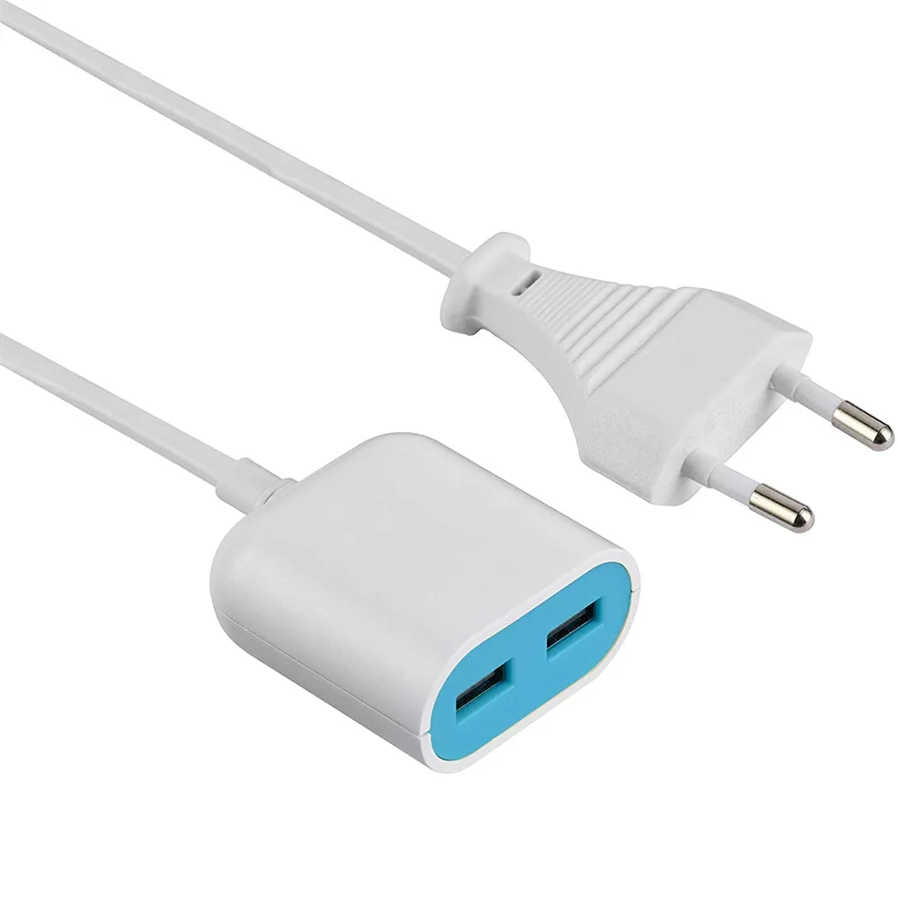 Prolunga 2 Porte USB 2.4A Lunghezza 1,5mt Electraline Gummy Line Bianco Azzurro