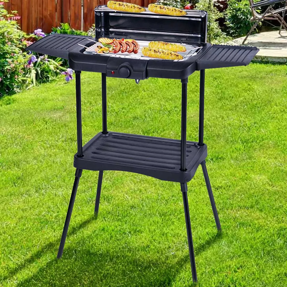 Barbecue Elettrico BBQ Supporto Griglia Bistecchiera + Ripiani Laterali 2000W