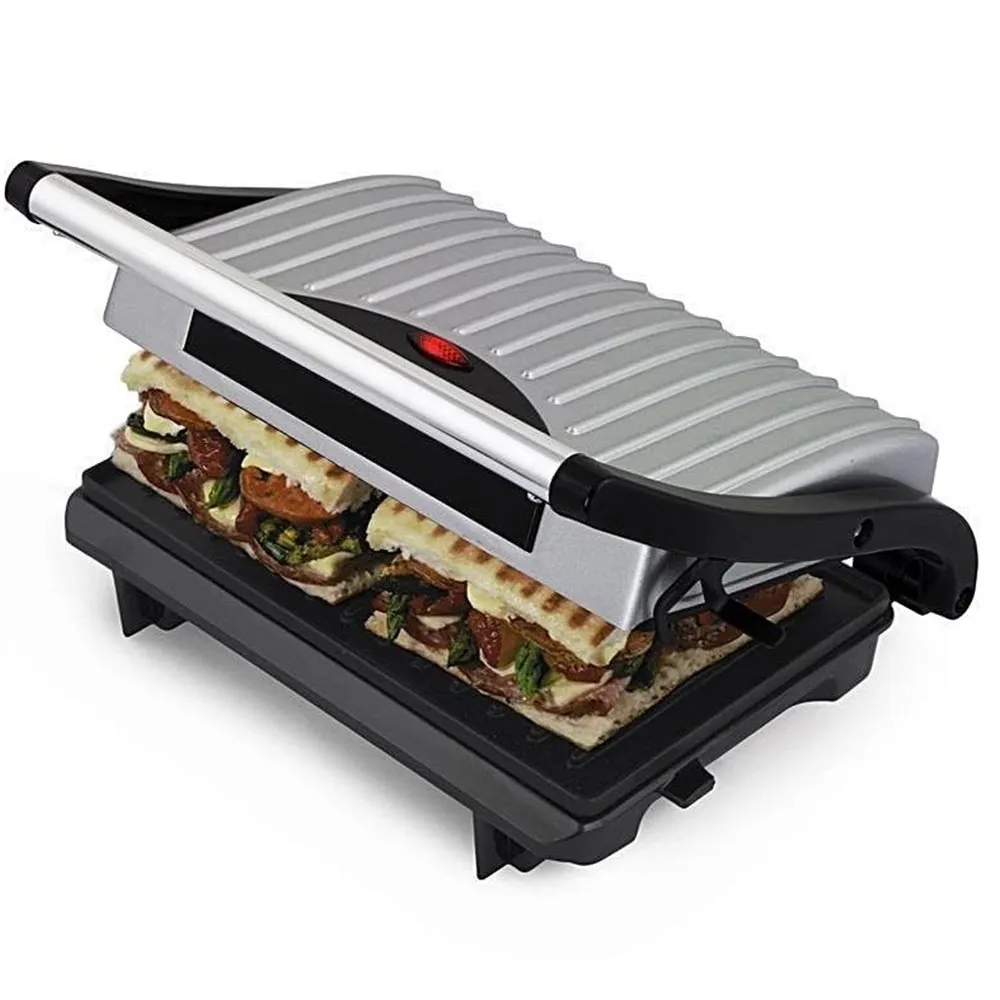 Bistecchiera Elettrica Piastra Griglia Grill Antiaderente 700W Toast Panini