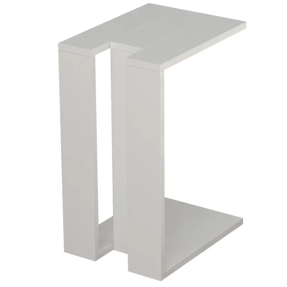 Tavolino da Caffe Porta PC Laterale Divano in Legno MDF Bianco 57x40x30cm