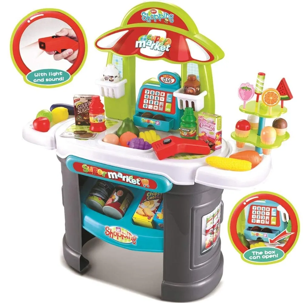 Playset Supermercato con Registratore Cassa Scanner Luci e Suoni e Accessori