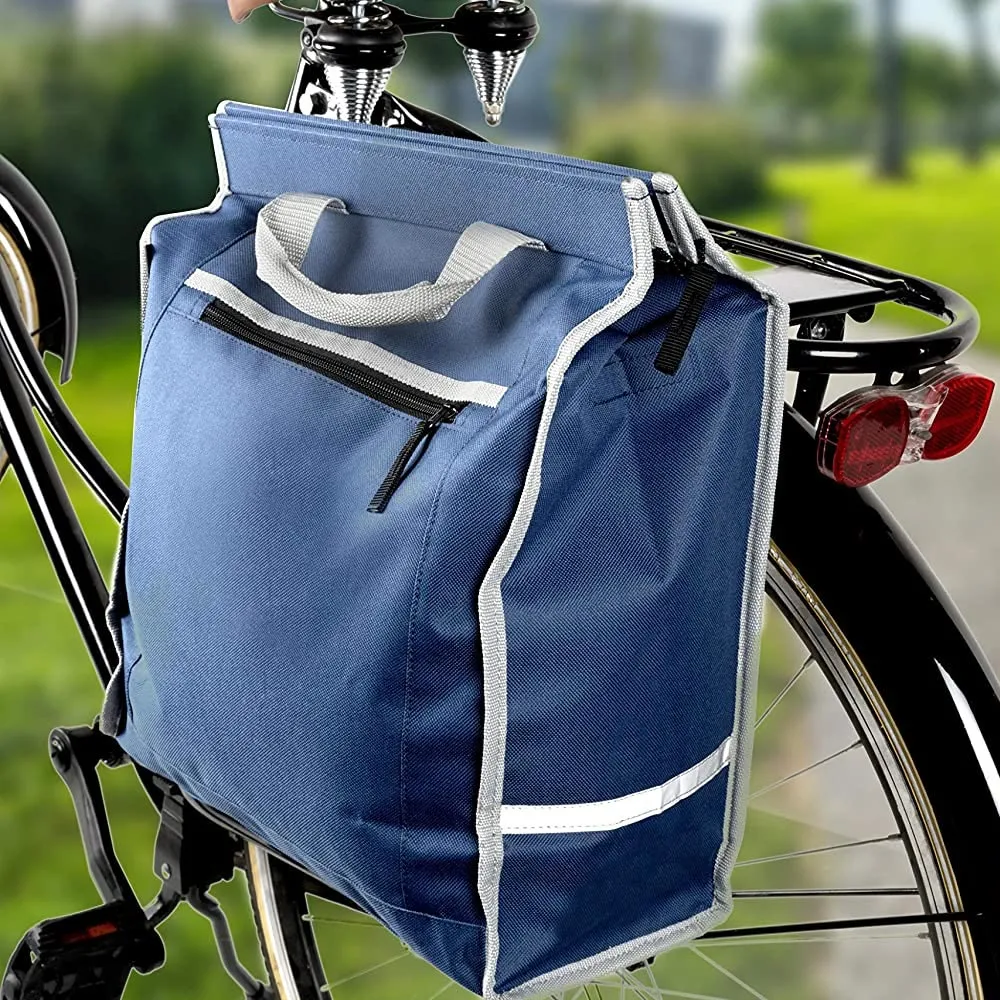 Sacca Borsa Posteriore Porta Oggetti Bicicletta Catarifrangente con Manico Blu