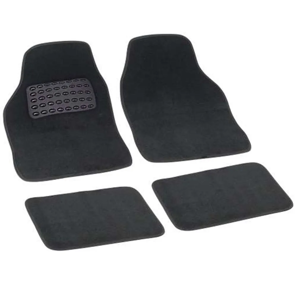 4x Tappeti Auto Tappetini Anteriori Posteriori in Gomma Moquette Universali Nero