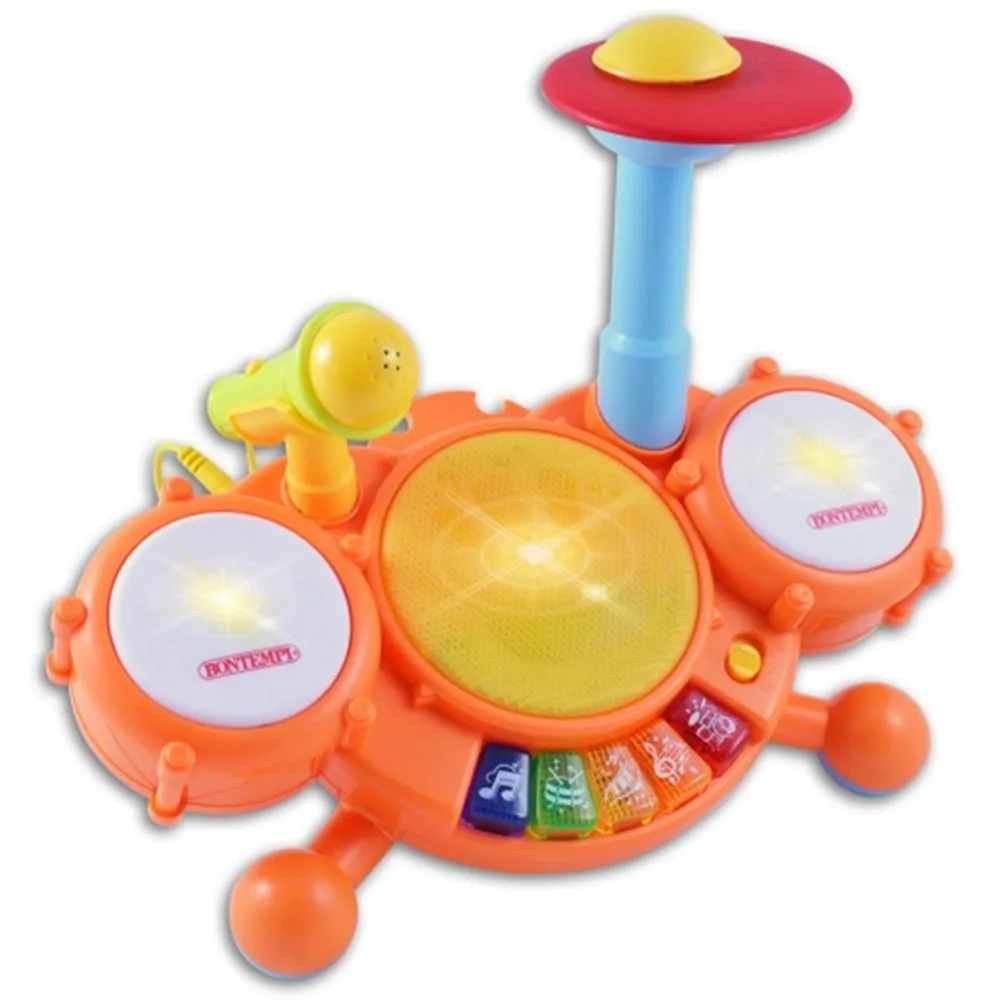 Batteria Musicale Elettronica Giocattolo Bambini con Microfono Luci e Suoni