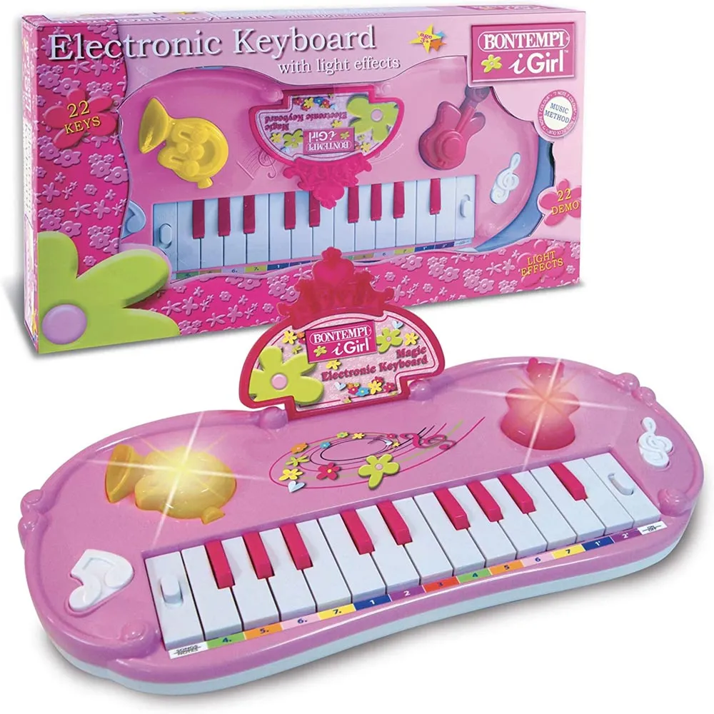 Tastiera Pianola Elettronica Giocattolo Bambini 22 Tasti con Effetti Luce Rosa