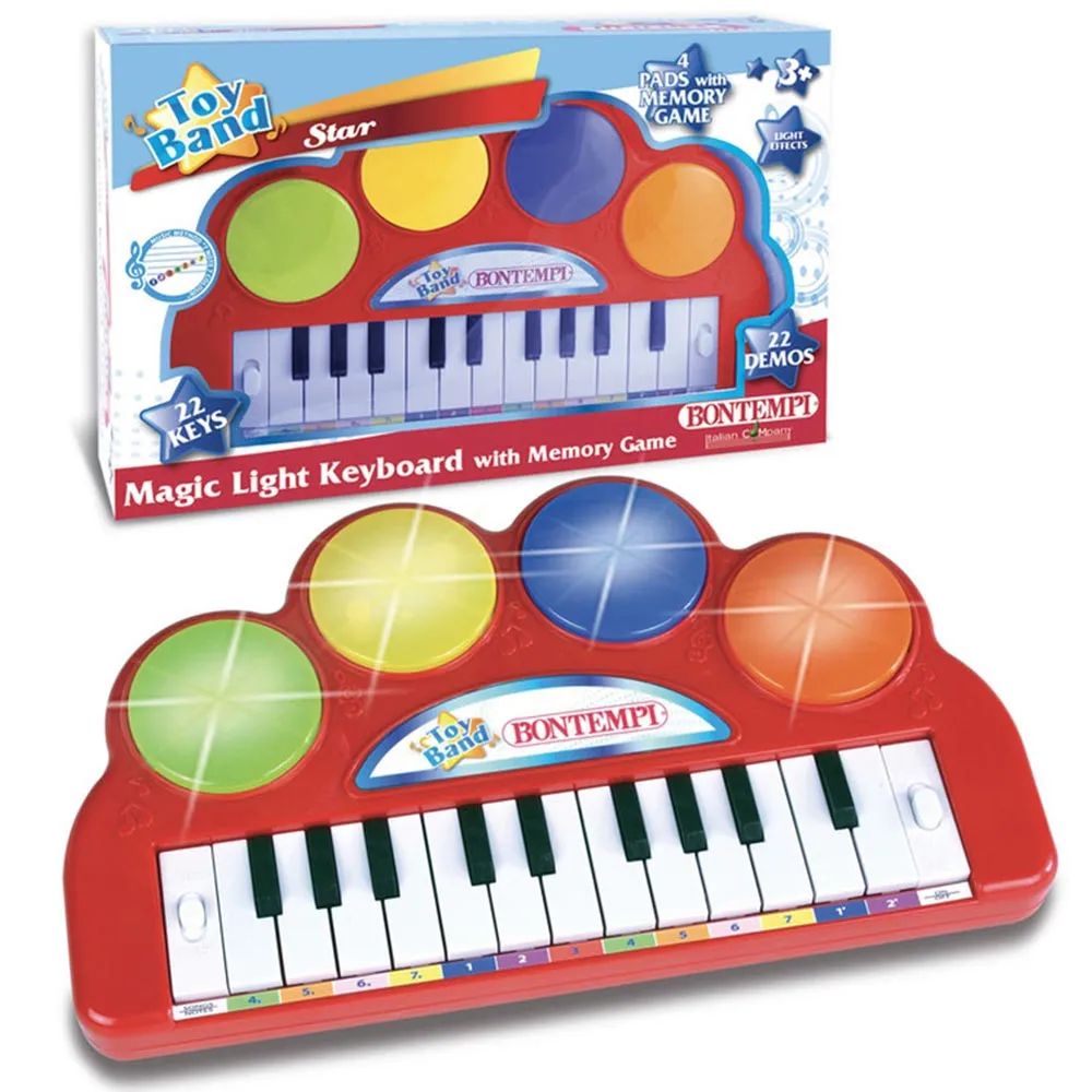 Tastiera Pianola Elettronica Giocattolo Bambini 22 Tasti con Effetti Luce Pads