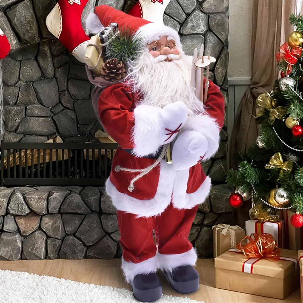 Babbo Natale Classico 40cm in Plastica Vestiti in Tessuto Decorazione Natalizia