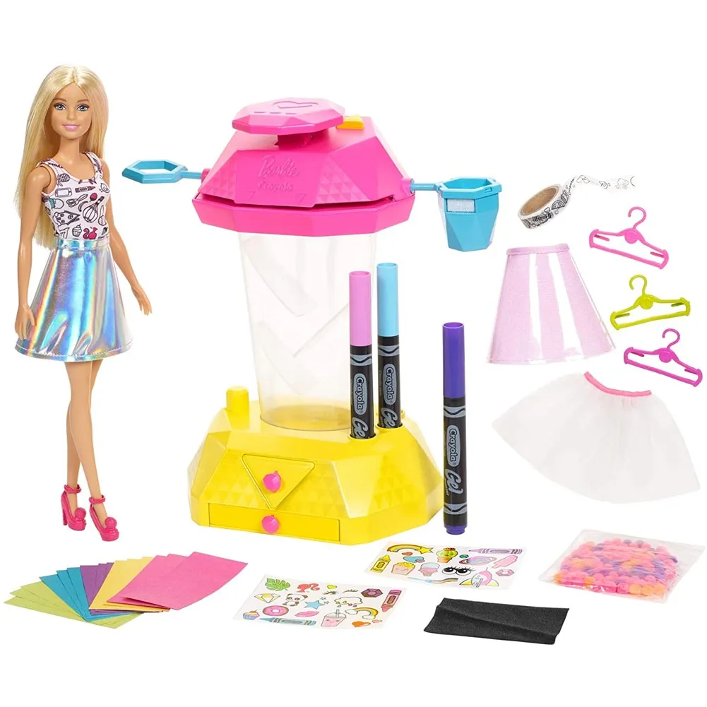 Barbie Crayola Playset Set Studio Moda Accessori Con Bambola Mattel Multicolore