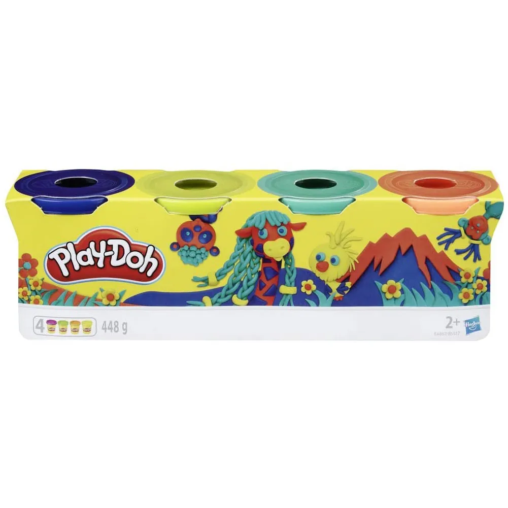 Plastilina Play-Doh 4 Vasetti 448g Blu Verde Turchese Arancione Gioco Bambini