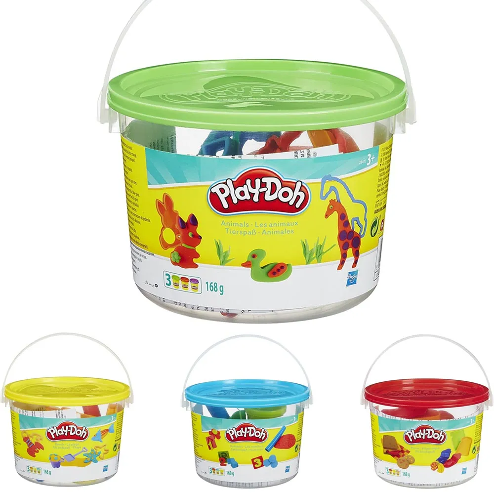 Playdoh Mini Secchiello 3 Barattolini Plastilina + Accessori Gioco Assortiti