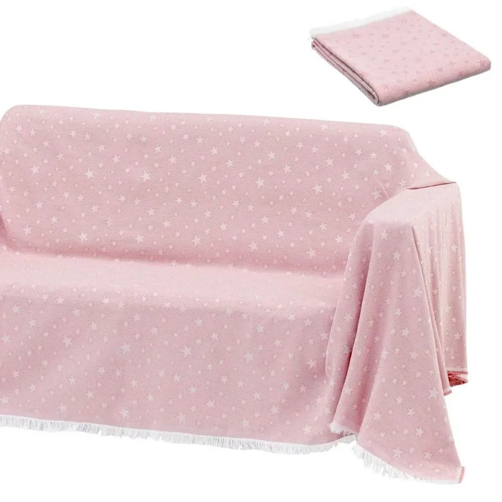 Coperta Copri Divano Piedi Letto Multiuso 230x290cm Fantastia Stelle Rosa