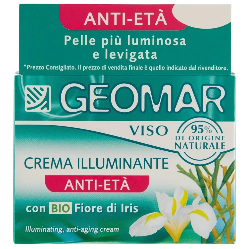 Geomar Crema Viso Illuminante Anti-Eta con Bio Fiori di Iris 50ml Pelle Luminosa