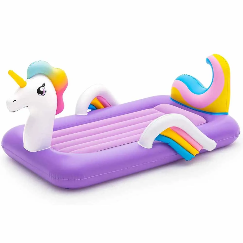 Lettino Materasso Gonfiabile Forma Unicorno per Bambini Materassino 196x104x84cm