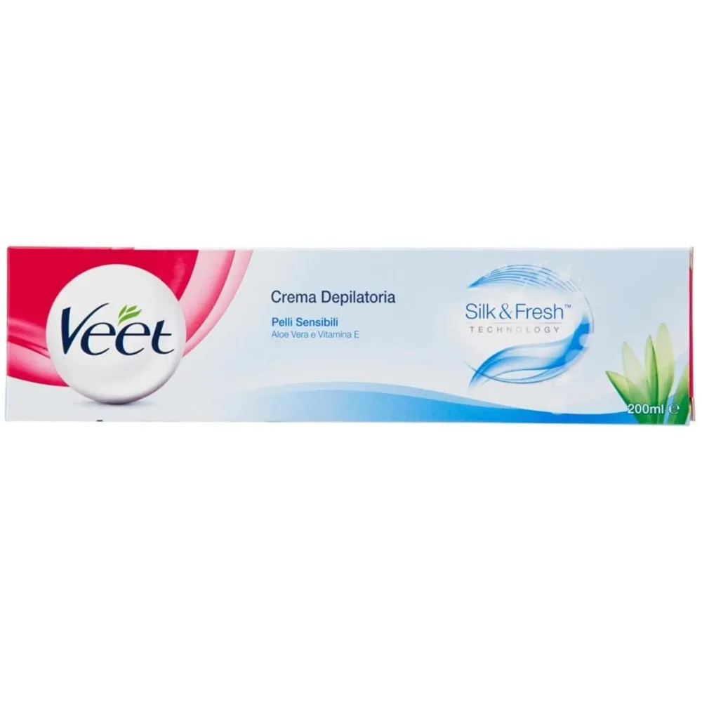 Veet Crema Depilatoria Silk e Fresh Pelli Sensibili con Aloe Vera 200ml