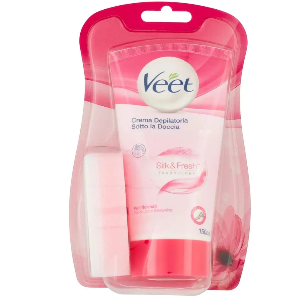 Veet Crema Depilatoria Sotto la Doccia Pelli Normali con Gelsomino Fiori di Loto