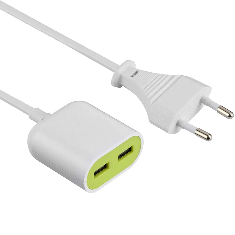 Prolunga 2 Porte USB 2.4A Lunghezza 1,5mt Electraline Gummy Line Bianco Verde