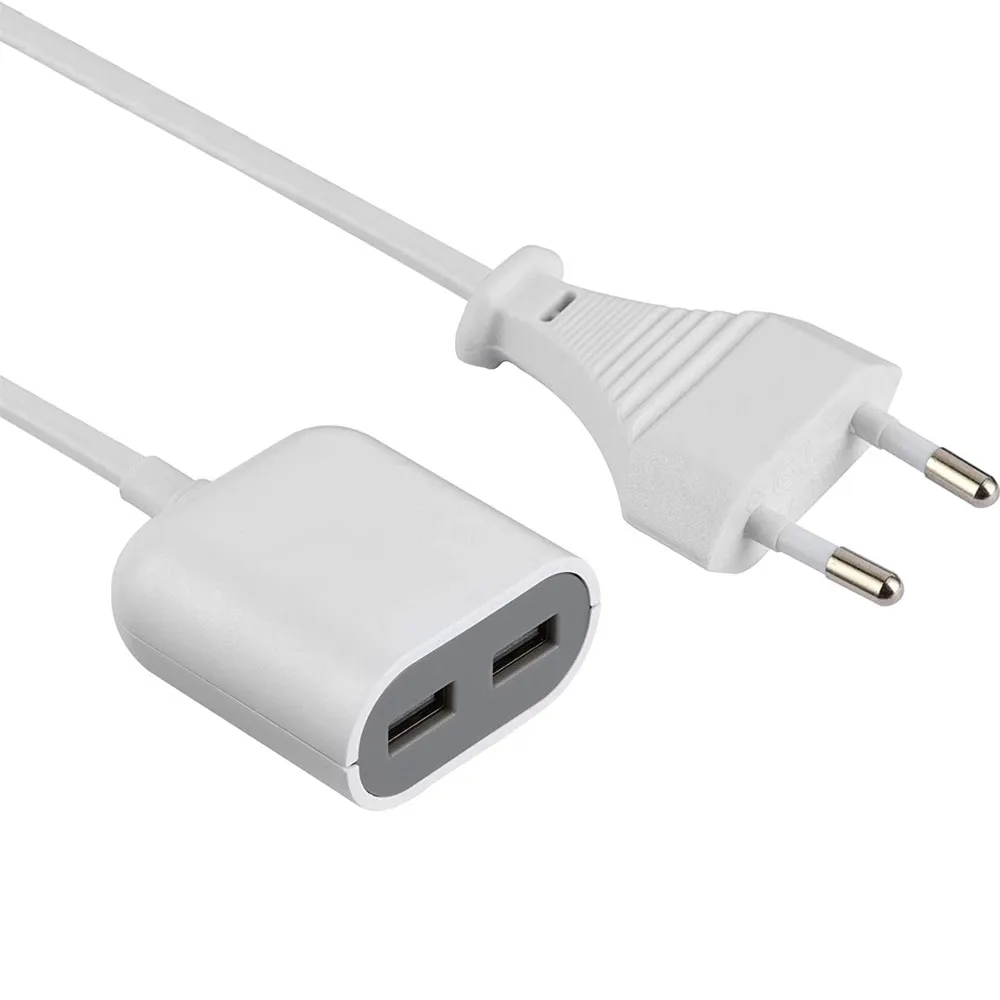 Prolunga 2 Porte USB 2.4A Lunghezza 1,5mt Electraline Gummy Line Bianco Grigio