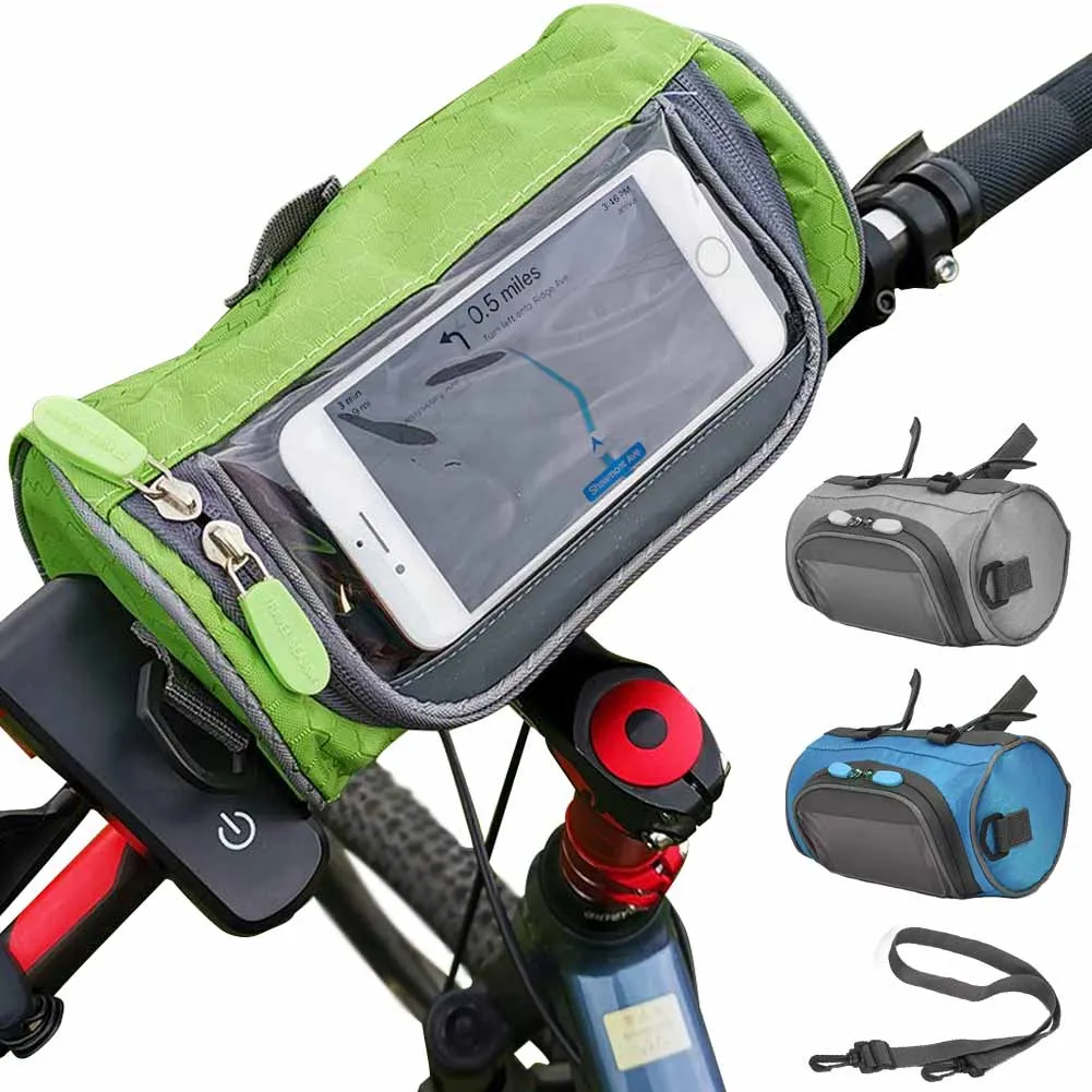 Borsa Manubrio Bicicletta Bici Tasca Touch Navigatore Smartphone Tracolla 3 col