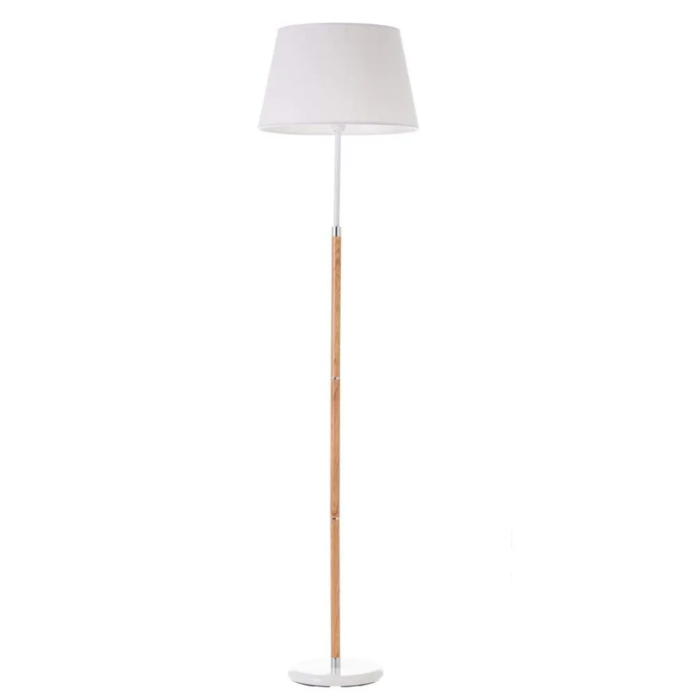 Lampada Terra Piantana Metallo e Legno con Paralume 161cm Salotto Camera Letto